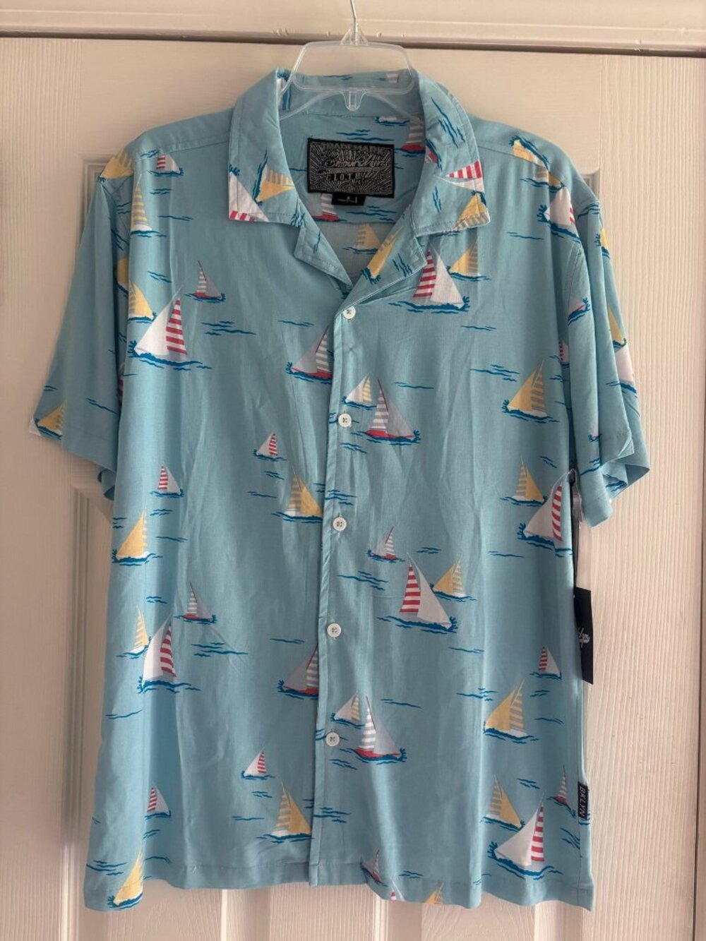 Brooklyn Cloth Blue Sailboat Nautical Short Sleeve Shirt – Size S NWT